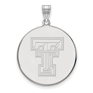 10k White Gold Texas Tech U. XL 'TT' Disc Pendant
